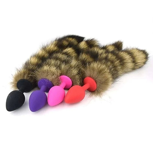 Silicone Butt Plug With Faux Fox Tail Medium by BDStyle - Butt Plugs