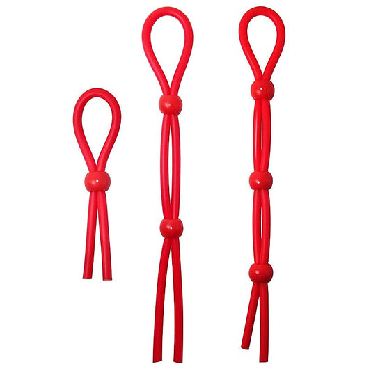 Red Adjustable Penis Ties by BDStyle - Cock Rings