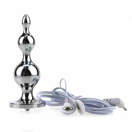 Electric Shock Metal Anal Plug with Harness by BDStyle - Electro Sex