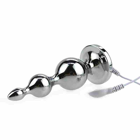 Electric Shock Metal Anal Plug with Harness by BDStyle - Electro Sex