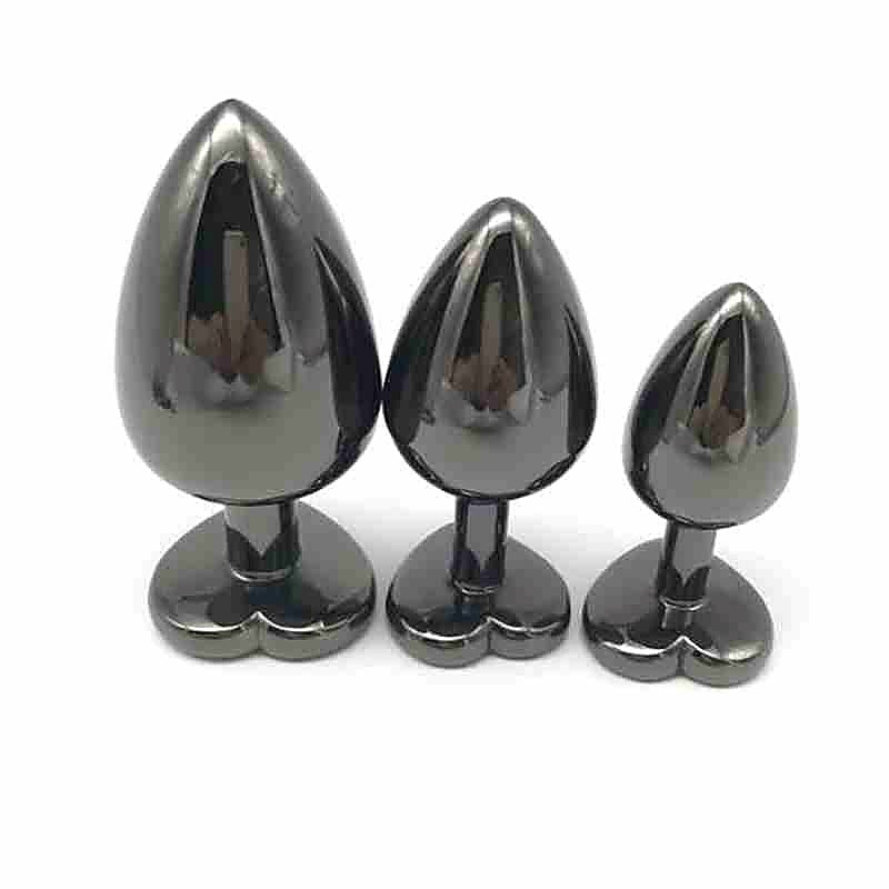 Heart Jeweled Black Steel Butt Plug Large by BDStyle - Rabbit Vibrators