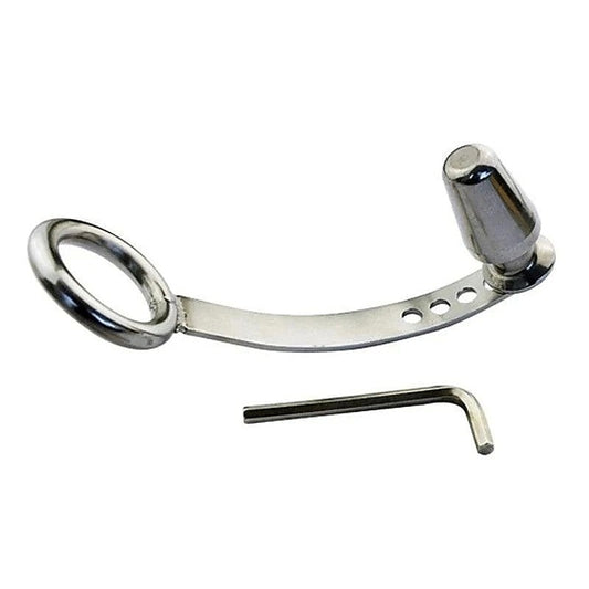 Cock Ring with Adjustable Attached Steel Butt Plug - Butt Plugs