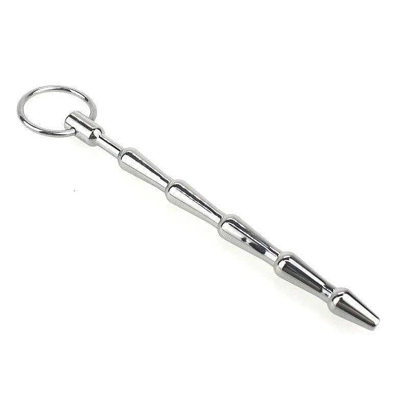 Tiered Metal Plug with Pull Ring by BDStyle - Penis Plugs