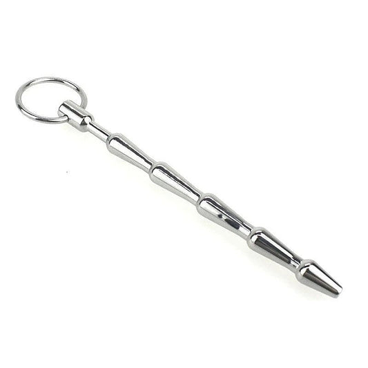 Tiered Metal Plug with Pull Ring by BDStyle - Penis Plugs