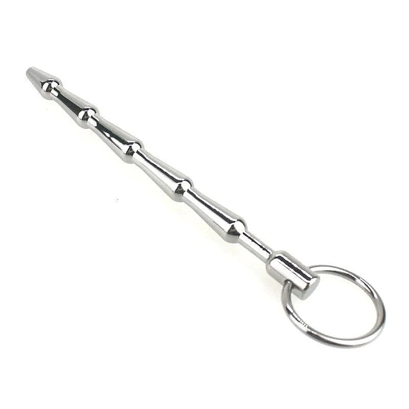 Tiered Metal Plug with Pull Ring by BDStyle - Penis Plugs