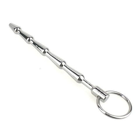 Tiered Metal Plug with Pull Ring by BDStyle - Penis Plugs