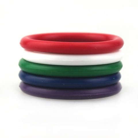 Rainbow Silicone Pleasure Rings 5 Pack by BDStyle - Cock Rings