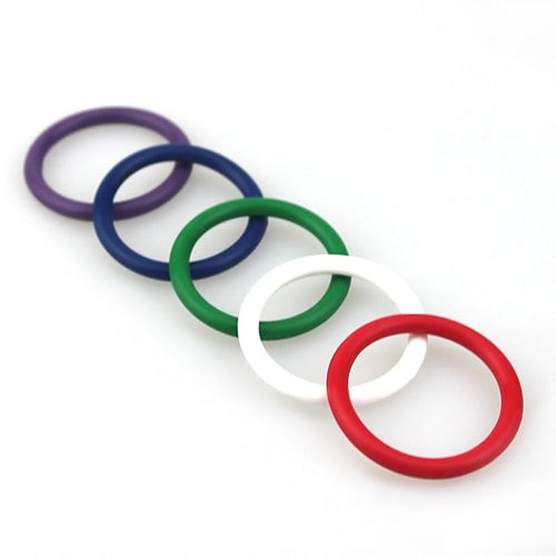 Rainbow Silicone Pleasure Rings 5 Pack by BDStyle - Cock Rings
