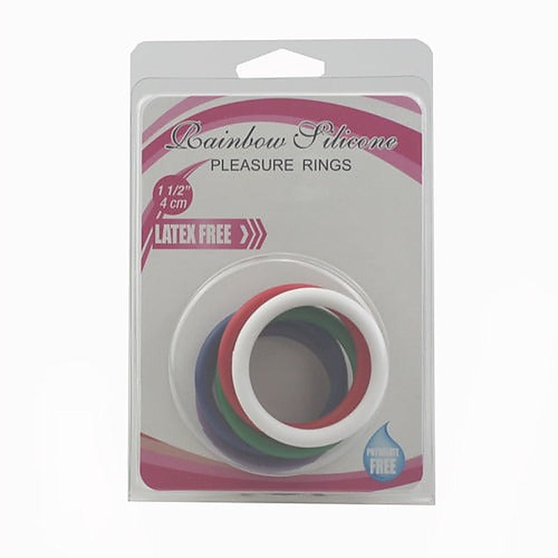 Rainbow Silicone Pleasure Rings 5 Pack by BDStyle - Cock Rings