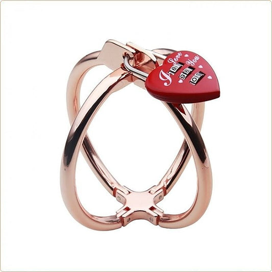 Ellipse Stainless Steel Heart Lock Cross Cuffs by BDStyle - Cuffs and Restraints