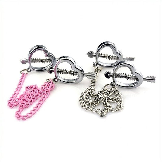 Cupid Nipple Press Clamps With Chain by BDStyle - Breast and Nipple Toys