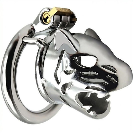 Tiger Head Steel Cock Cage by BDStyle - Male Chastity