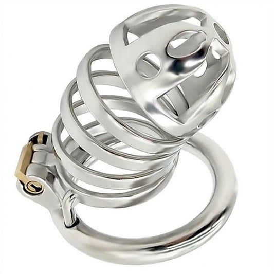 Captivated Stainless Steel Locking Chastity Cage by BDStyle - Male Chastity