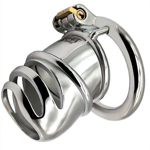 Snub Nose Stainless Steel Chastity Cage by BDStyle - Male Chastity