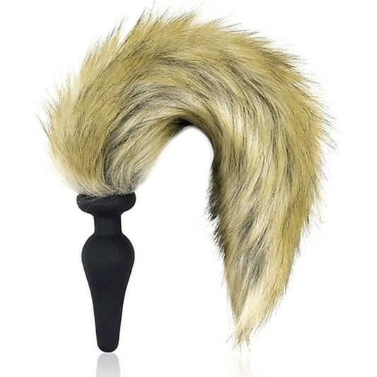 Silicone Anal Plug With Faux Yellow Fox Tail by BDStyle - Prostate Toys