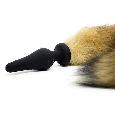 Silicone Anal Plug With Faux Yellow Fox Tail by BDStyle - Prostate Toys