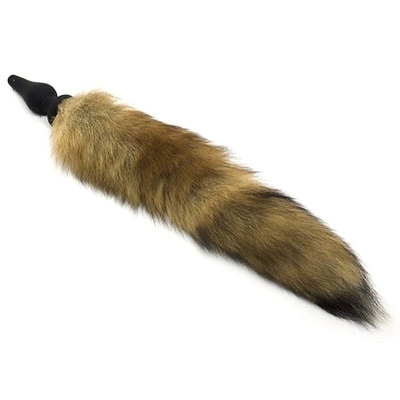 Silicone Anal Plug With Faux Yellow Fox Tail by BDStyle - Prostate Toys