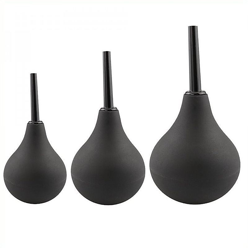 Premium Bulbed Anal Douche Black by BDStyle - Enemas and Douches