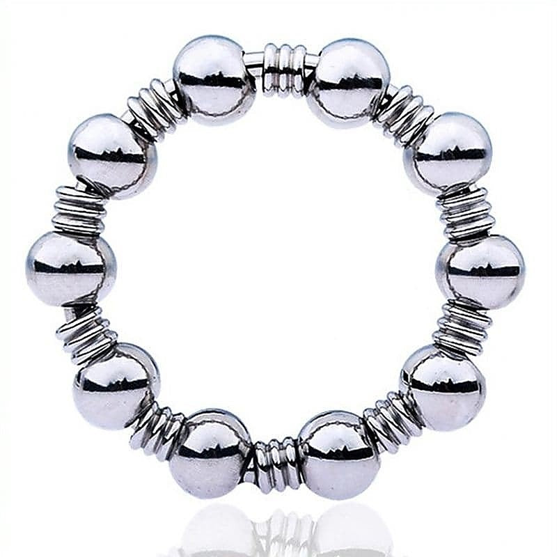 Premium Beaded Steel Cockring by BDStyle - Cock Rings