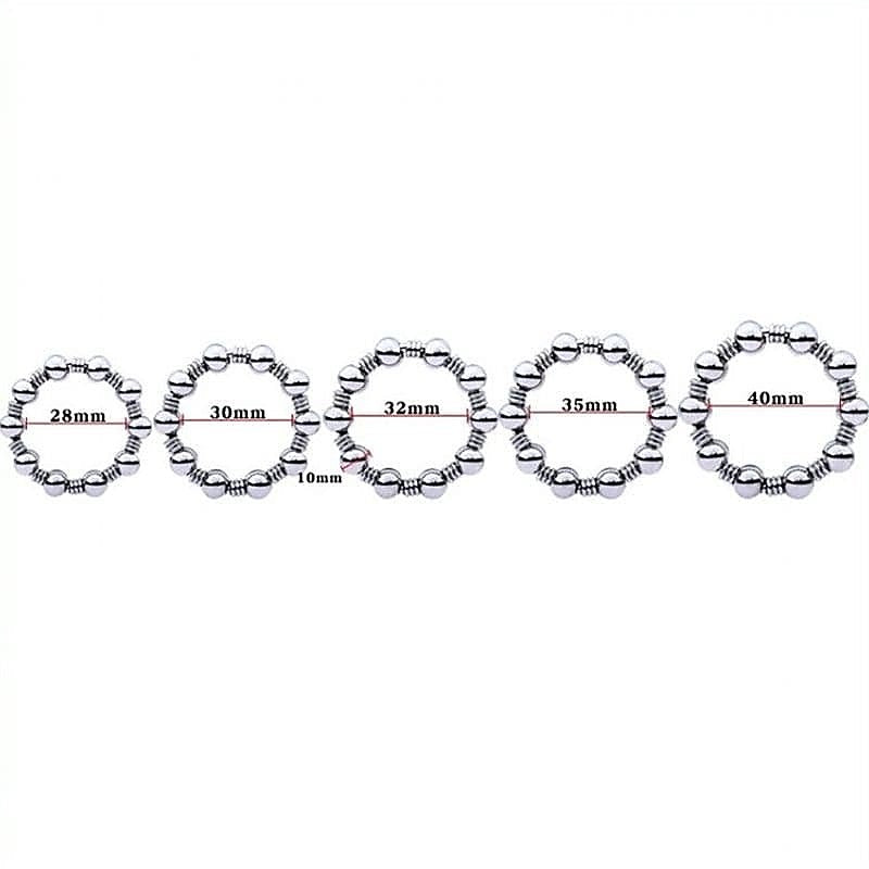 Premium Beaded Steel Cockring by BDStyle - Cock Rings