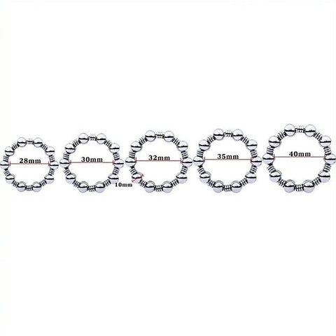 Premium Beaded Steel Cockring by BDStyle - Cock Rings