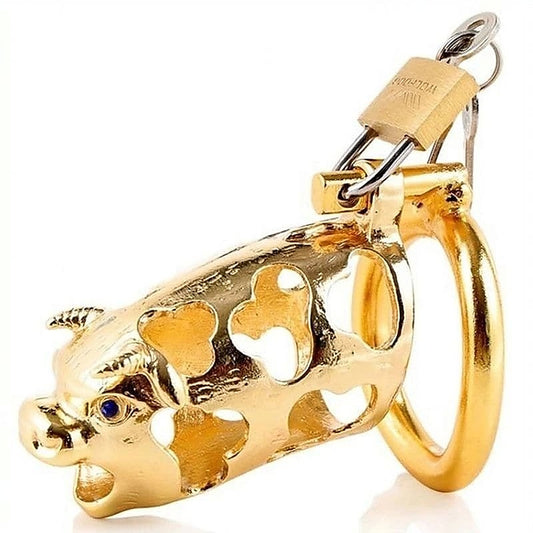 Chinese Zodiac CockCage Ox GOLD by BDStyle - Male Chastity