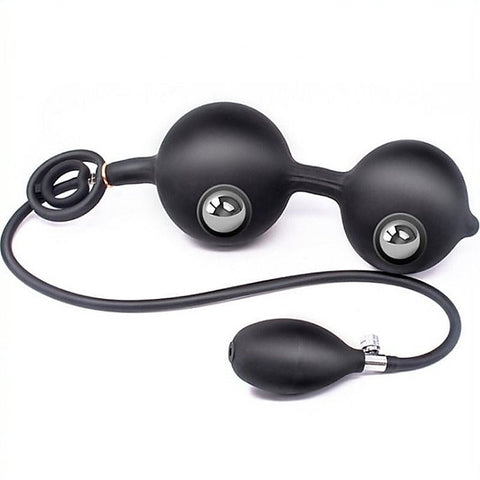 BDStyle Double Rolling Ball Inflatable Anal Plug with Pressure Control - Inflatable Dildos and Vibrators