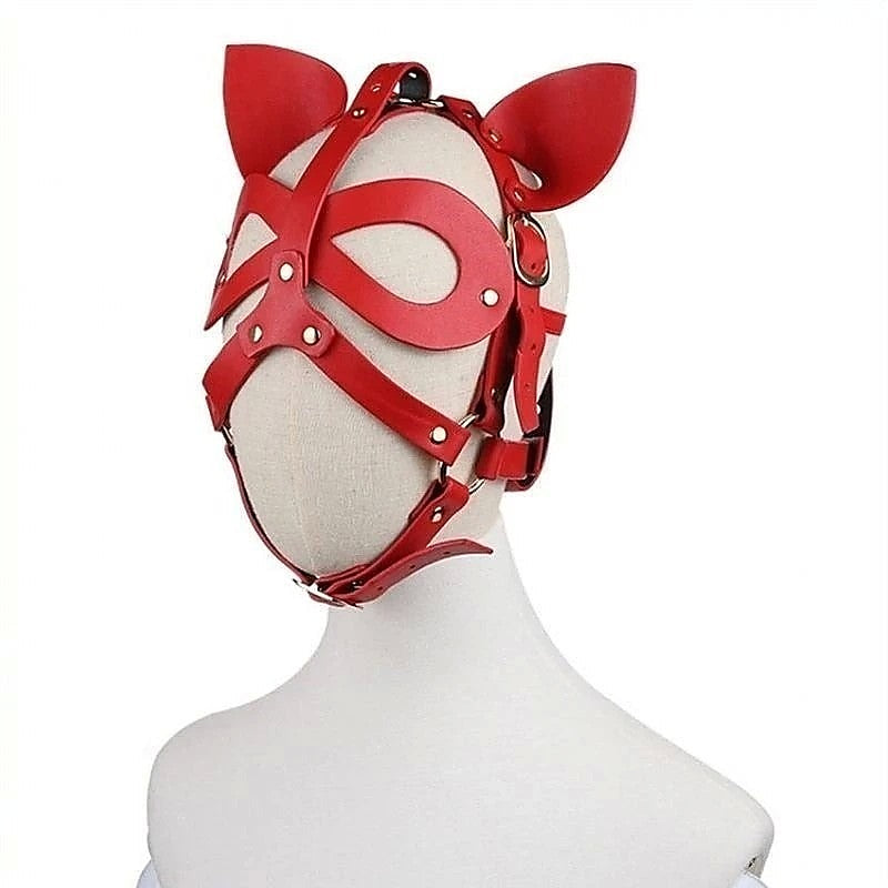 Bondage Leather Cat Mask With Ears by BDStyle - Butt Plugs