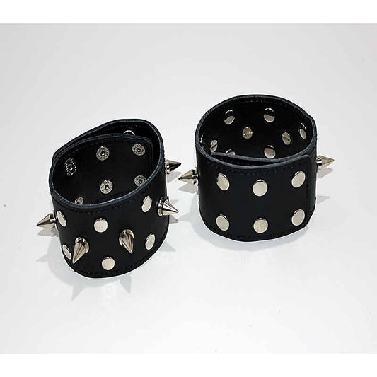 Spiked Leather Ankle Cuffs With Studs by BDStyle - Collars and Leads