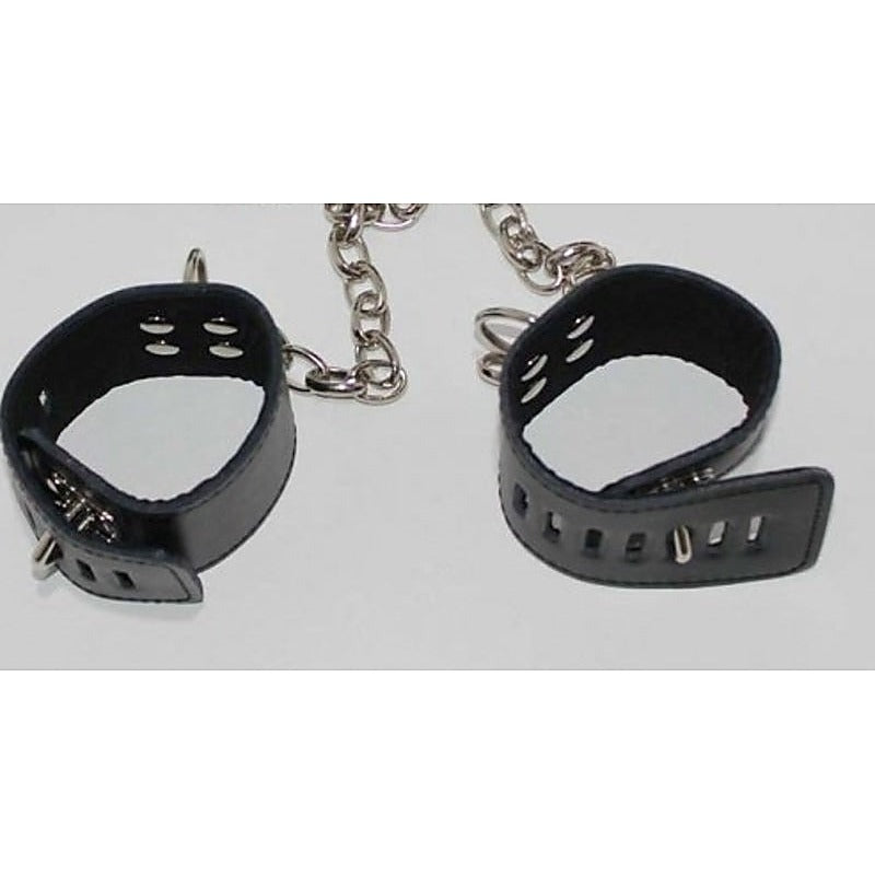 Leather Master Ankle & Wrist Cuffs With Chain by BDStyle - Cuffs and Restraints