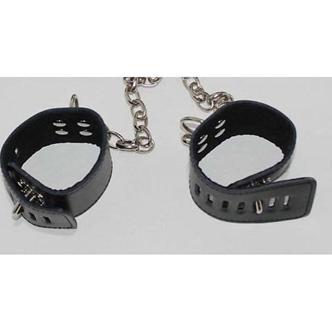Leather Master Ankle & Wrist Cuffs With Chain by BDStyle - Cuffs and Restraints