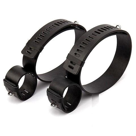 Wrist & Thigh Faux Leather Restraints by BDStyle - Cuffs And Restraints