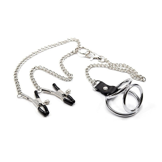 Nipple Clamps With Cock Ring by BDStyle - Cock Rings