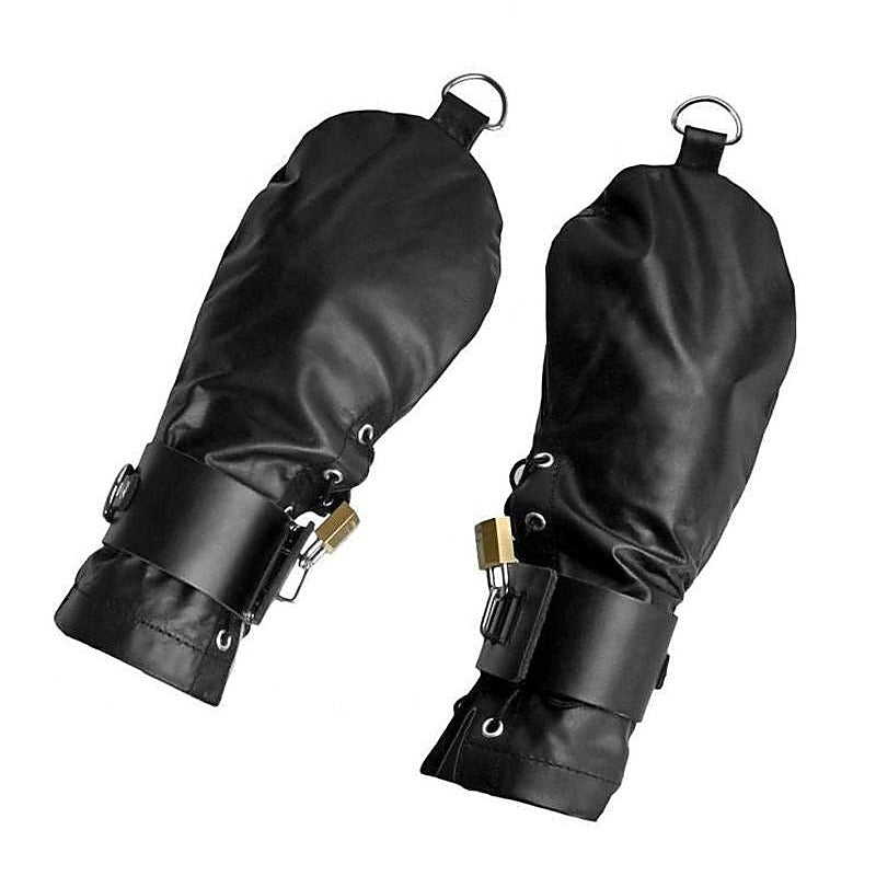 Lace Up Leather Mitts with Wrist Cuffs by BDStyle - Cuffs and Restraints
