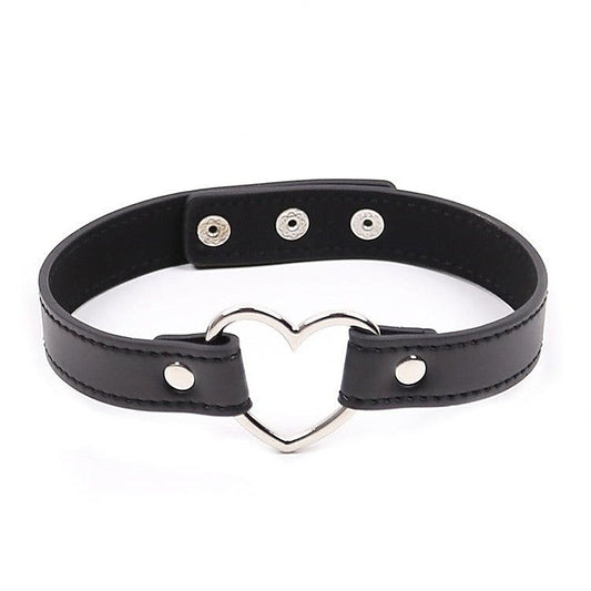 Leather Collar With Metal Heart by BDStyle - Collars and Leads