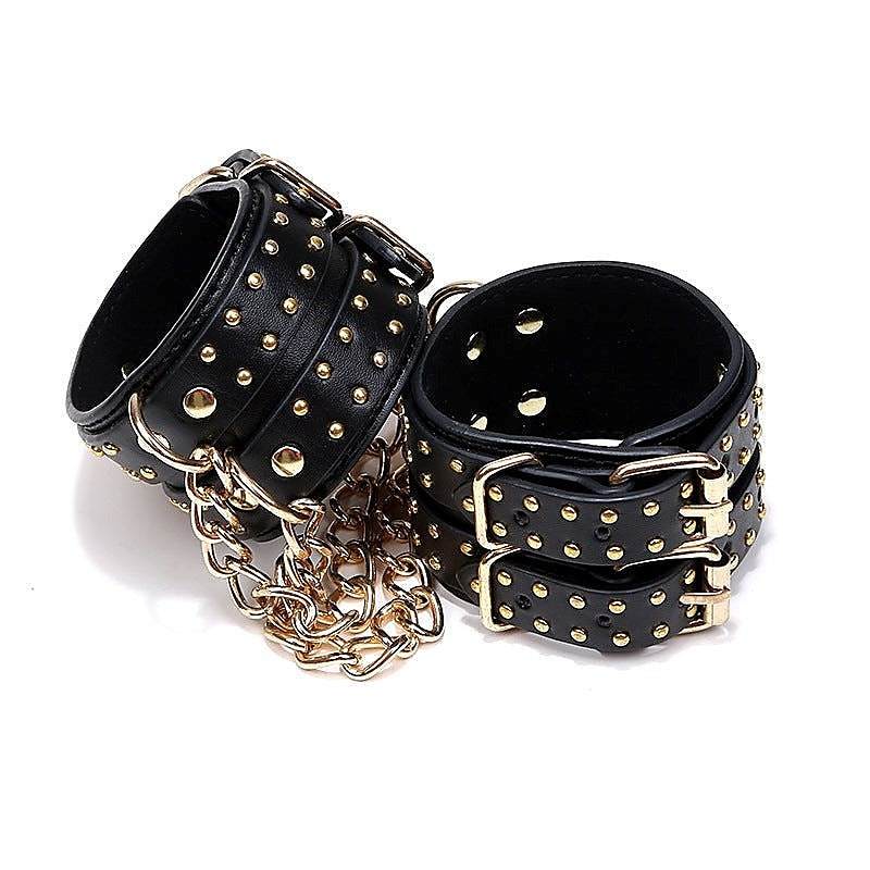 Studded Wrist Cuffs With Chain by BDStyle - Rabbit Vibrators