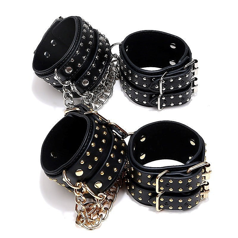 Studded Wrist Cuffs With Chain by BDStyle - Rabbit Vibrators