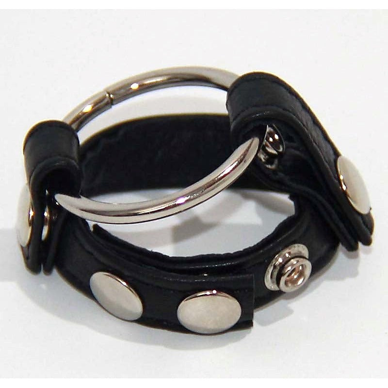 BDStyle Leather Testicle & Metal Penis Rings with Adjustable Fit - Cock Rings