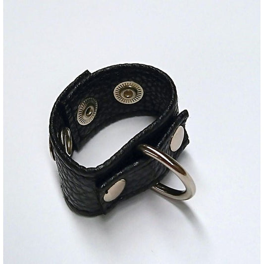 Tight Leather Cock Ring with D-Ring by BDStyle - Cock Rings