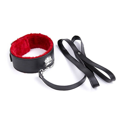 Red Fur Lined Locking Collar by BDStyle - Collars and Leads