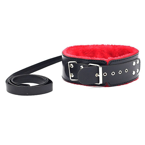 Red Fur Lined Locking Collar by BDStyle - Collars and Leads