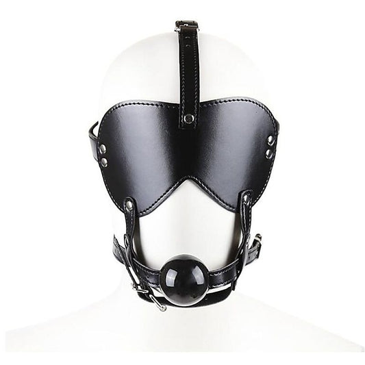 Head Harness Blindfold & Ball Gag Heavy by BDStyle - Bondage Gags and Bits