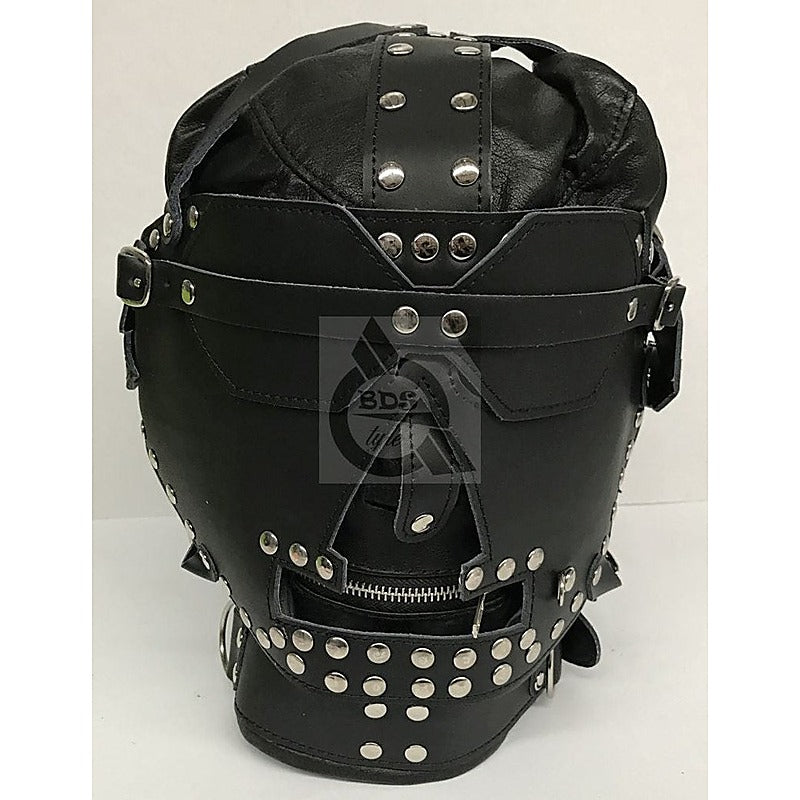 Sensory Deprivation Hood Studded Leather by BDStyle - Bondage Hoods