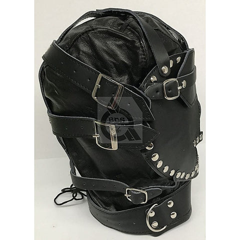 Sensory Deprivation Hood Studded Leather by BDStyle - Bondage Hoods