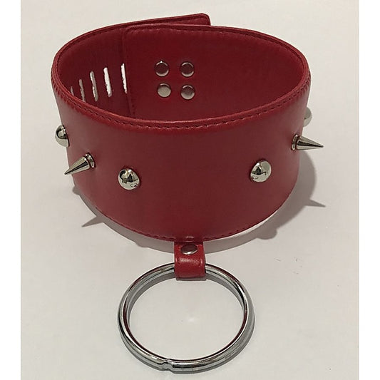 Spiked Bondage Collar Metal O Ring by BDStyle - Collars and Leads
