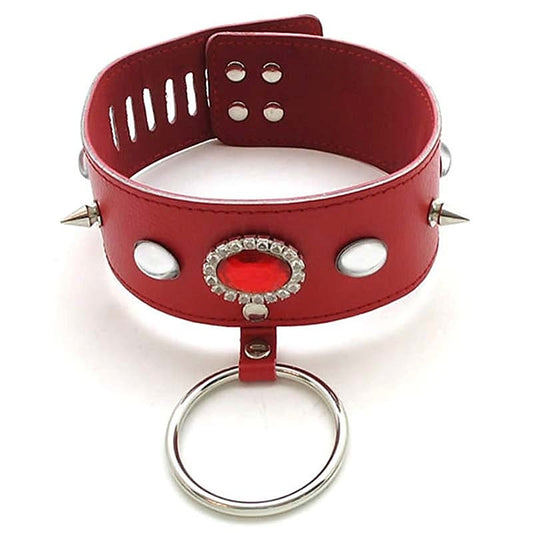 Jewelled Fetish Collar With O Ring by BDStyle - Collars and Leads