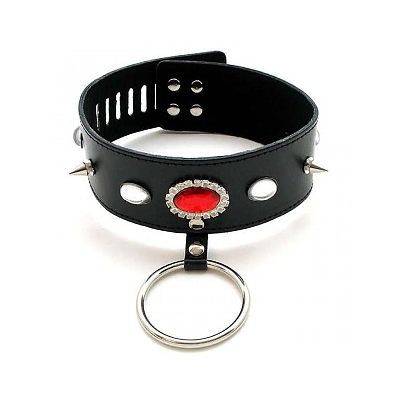 Jewelled Fetish Collar With O Ring by BDStyle - Collars and Leads