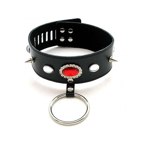 Jewelled Fetish Collar With O Ring by BDStyle - Collars and Leads