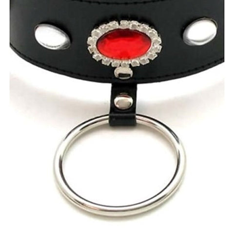 Jewelled Fetish Collar With O Ring by BDStyle - Collars and Leads