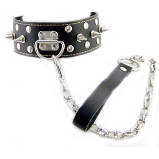 Evil Angel Spiked Neck Collar & Lead Light by BDStyle - Collars and Leads